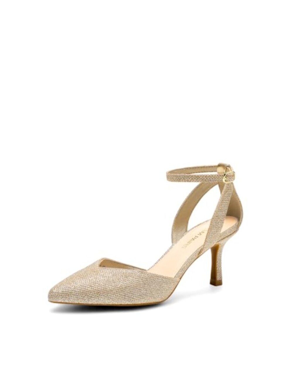 Women's Closed Toe Kitten Heel Pumps with Ankle Strap
